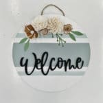 Welcome Sign Door Hanger w/wood flowers